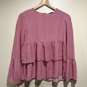 Zara Trafaluc Red and White Striped Top